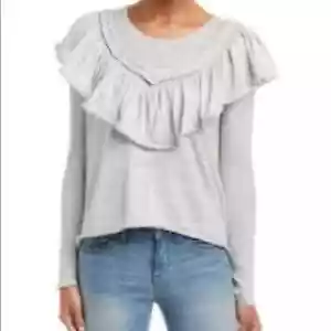 Wildfox Lais ruffled heather blue sweater Medium - Picture 1 of 11