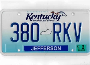 KENTUCKY passenger 2015 license plate "380 RKV" ***JEFFERSON*** - Picture 1 of 1