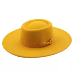 9,5 cm de ancho ala lisa negro torso plano sombrero navegante mujer lana fieltro sombreros ingenio - Imagen 1 de 23