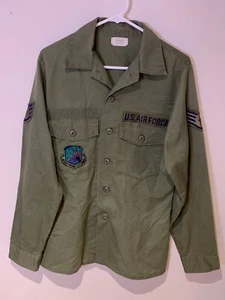 Vietnam U.S. Air Force Green combat tropical Uniform Shirt 15 1/2 X 35 Coms Co - Picture 1 of 12