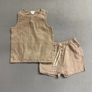Jamie Kay Set Linen Organic Cotton Beige Jack Top Nolan Shorts 4Y (See Flaw) - Picture 1 of 8