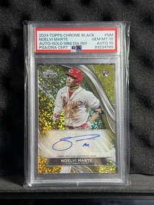 2024 Topps Chrome Black Noelvi Marte Mini Diamond Gold Refractor Auto /50 PSA 10 - Picture 1 of 2
