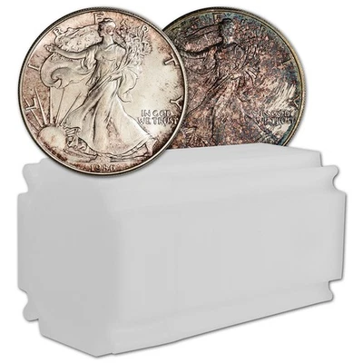 Moneda American Silver Eagle 1 oz $1 fecha aleatoria dañada 20 monedas en tubo de plástico Foto 1 de 3