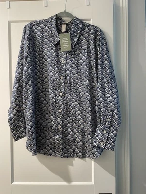 Camisa H&M Estampado Azul/Blanco Mujer Talla XL Nueva Con Etiquetas Foto 1 de 3