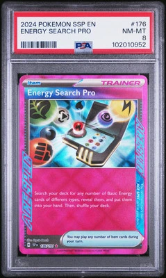 2024 POKEMON SSP EN #176 ENERGY SEARCH PRO PSA 8 LOW POP SURGING SPARKS - Image 1 of 2