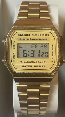 CASIO Gold Tone Illuminator Digital Wrist Watch Alarm Chrono 1572 A168 Tested - Image 1 of 4