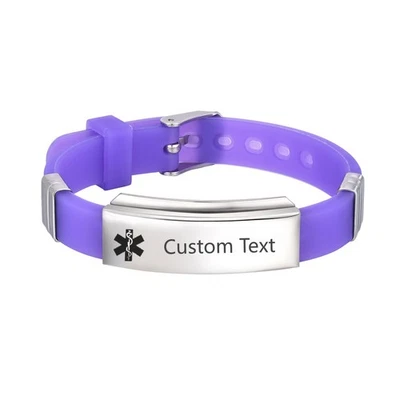 Pulseras de identificación de alerta médica personalizadas para hombre mujer, pulsera de grabado gratuito Foto 1 de 4