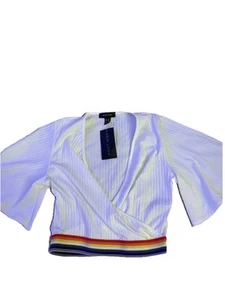 New Look Rainbow Tape Wrap Crop Top – UK 14 – Brand New with Tags - Picture 1 of 5