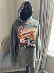 GM Brand Camaro American Muscle Hoodie Size Large Green Sweatshirt Jacket Racing - Picture 1 of 5