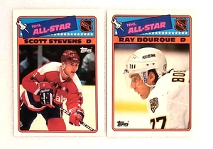 1988-89 NHL All Star Sticker Cards #4 & 5 / Scott Stevens, Ray Bourque / Mint - Picture 1 of 2
