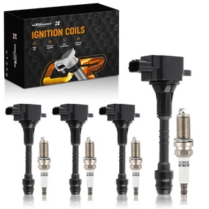 4 Ignition Coil + Spark Plug For Nissan Sentra L4 1.8L 2002 2003 2004 2005 2006 - Picture 1 of 19