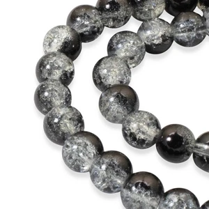 50-Pack 8mm Black & Clear Crackle Glass Beads, Two-Tone Beads for DIY Jewelry - Picture 1 of 6