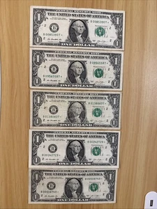 2013 Lot of (5) Not Consecutive(New York) "B" $1 One Dollar ⭐️ STAR⭐️ Notes - Picture 1 of 4