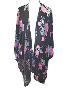 2x 3x Kimono Jacke elegant lang Kohlrose Ausbrenner Samt - Bild 1 von 3