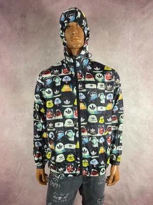 Men's Adidas Originals Allover Print Hoodie Jacket Big Logo Firebird Size M-L - Image 1 of 4