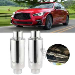 For Infiniti Q50 Q60 2X 2.5" In/Out 12" Long Exhaust Muffler Resonator Deep Tone - Picture 1 of 15