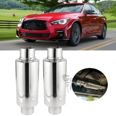 Para Infiniti Q50 Q60 2X 2.5" Entrada/Salida 12" Largo Escape Silenciador Resonador Tono Profundo Foto 1 de 4