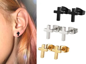 Cross Studs Earrings Made Of Stainless Steel Looks Great on you, Men / Women - Picture 1 of 12