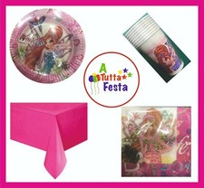 KIT ADDOBBI FESTA COMPLEANNO WINX X8X16X24X32X40 PERSONE PIATTI BICCHIERI TOV