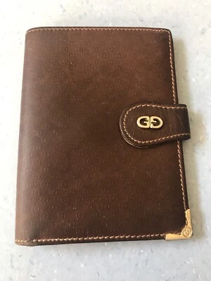 Cartera Estuche de Crédito Gucci GG Logo Cuero Auténtico Raro De Colección, Hecha en Italia Foto 1 de 4