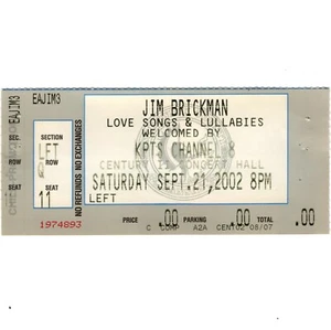 JIM BRINKMAN Concert Ticket Stub WICHITA KS 9/21/02 CENTURY II CONCERT HALL Rare - Picture 1 of 2