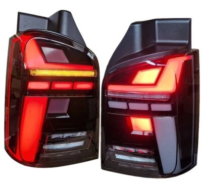 VOLL LED Heckleuchten Rückleuchten für VW T5 Bus 03-15 Schwarz Smoke Heckklappe - Bild 1 von 4