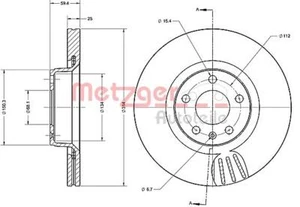 2 Stück Metzger Bremsscheibe Scheibenbremse 6110335 für AUDI - Bild 1 von 1