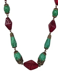Collana di perle Max Neiger Art Decò ceche geometriche e vetro di Pechino - Foto 1 di 10