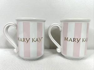 Mary Kay Pink & White Striped Collectible Coffee Tea Mugs Vintage EUC HTF - Picture 1 of 7