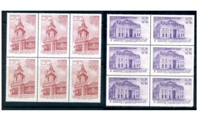 1971 Chile stamp: Postal Union of the Americas& Spain; SC#409-10,Block 6,MNH &OG - Image 1 of 4
