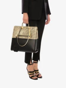 Alexander McQueen Bag Gold Black Leather Harrods Saks *RARE* - Picture 1 of 8