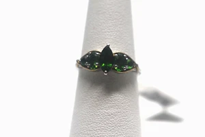 Chrome Diopside Ring SIZE 7 ~ Platinum/.925 Sterling Silver NWT in gift box - Picture 1 of 8