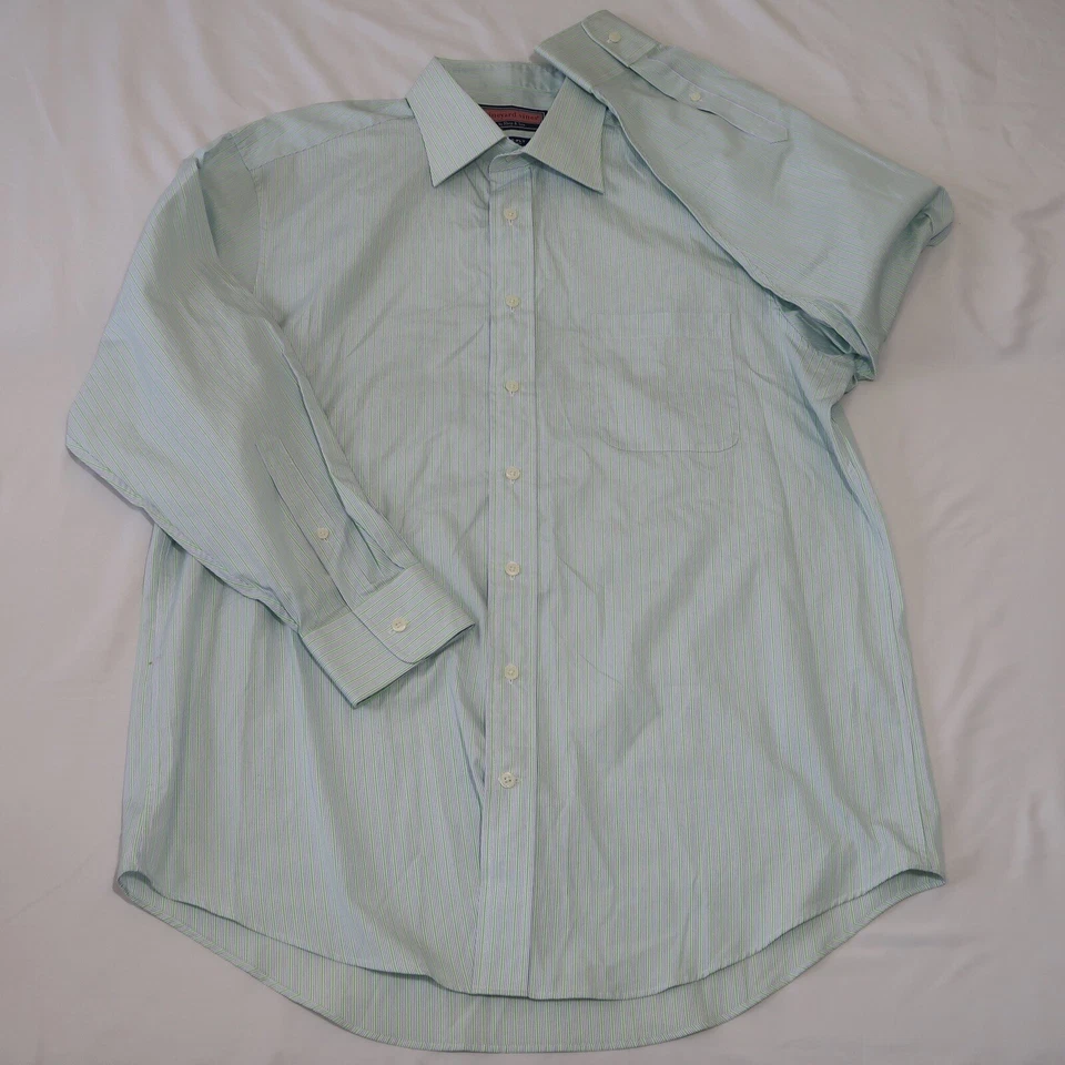 Camisa Vineyard Vines para hombre 16,5-34 azul verde lima a rayas manga larga abotonada Foto 1 de 4