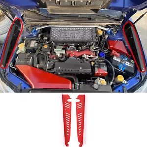 Red Alloy Engine Compartment Side Reinforcement Plate Kit For Subaru WRX 2015-21 - Picture 1 of 6