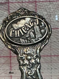 Chicago City Illinois Silver Plated  Souvenir Spoon - Foto 1 di 5