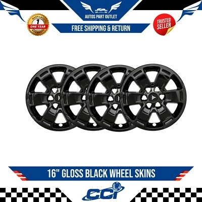 New 16" Gloss Black Wheel Skins 4 Set For 2015-2022 Chevrolet Colorado - Image 1 of 3