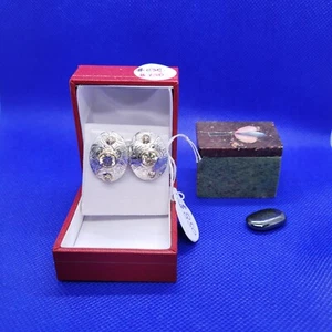 P/besitzte Ohrringe, Gold/.999 Silber, natürlicher Durchmesser/laborgezüchteter Moissanit - Bild 1 von 5