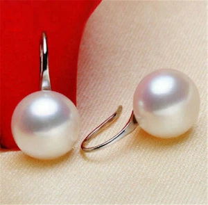 Ear Crystal Rhinestone Stud White Silver Pearl Earring 1 Elegant Pair Lady Women - Picture 1 of 2