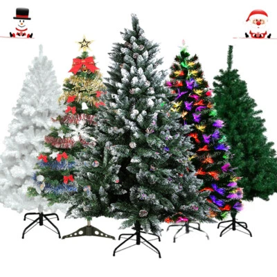 NONMOM Christmas Tree Artificial Pre Lit Fiber Optic /With LED Light/Snow Flocked Stand