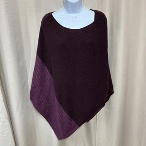 J. Jill Pullover Poncho Cable Knit Sweater Women's One Size Purple Colorblock - Picture 1 of 7