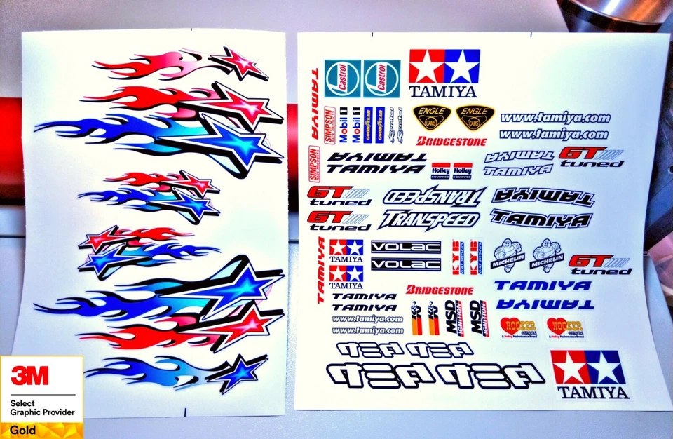 RC Model Car Tamiya Sponsor Decals and Starbursts - 64 total graphics included! - Image 1 of 1