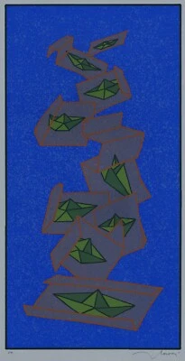 CASORATI FRANCESCO "STORIE DI CARTA" "ORIGAMI VERTICALI" 1985  Serigrafia - Immagine 1 di 2