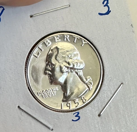 1958-P 90% Silver Proof 25c Coin ~ Blazing Luster ~Near Choice? ~ 1 Coin  ~ G80 Cover