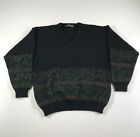 Vintage Ted Lapidus Sweater Mens Large Extra Large Black Green Red Floral