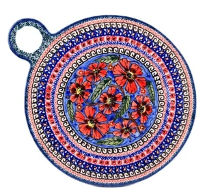 Polish Pottery Round Cutting Board / Ceramic Trivet Zaklady Boleslawiec Poland - Picture 1 of 3