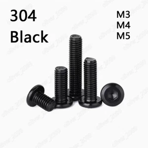 Black 304 Stainless Steel Furniture Connector Bolts Hex Socket Head Screws M3-M5 - Picture 1 of 7