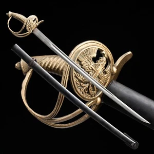 Espada militar europea sable de caballería protector de latón grande hoja de acero al carbono - Imagen 1 de 13