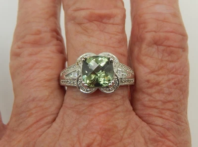 TACORI IV 纯银戒指 带绿色 Prasiolite 紫水晶 & CZ 口音 — 第 1/4 张图片