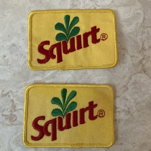 2 Vintage SQUIRT Soda Pop Sew On Patches For Hat Shirt Or Jacket Embroidered - Picture 1 of 5