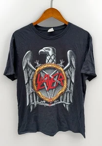 VTG SLAYER Mens T-shirt Tee Shirt Size L Ring Spun Paper Tag Y2K Metal 90s - Picture 1 of 3